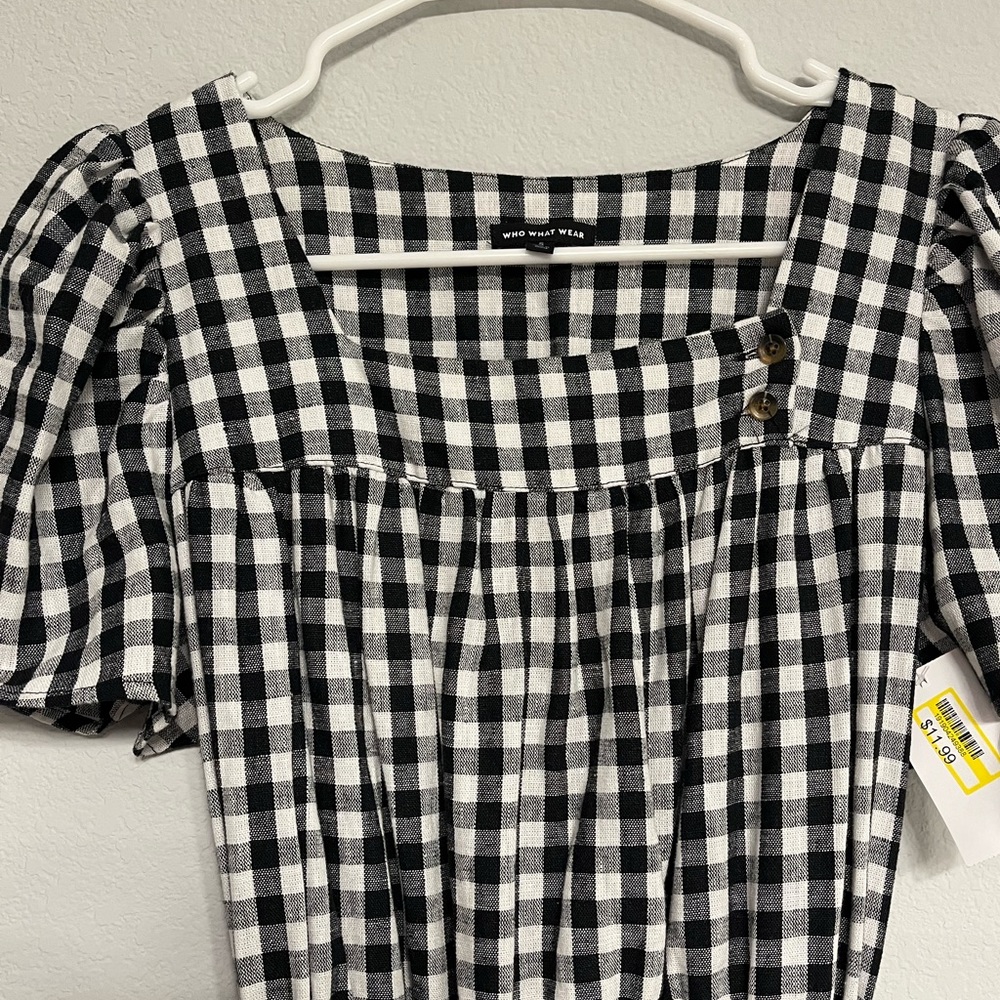 Who What Wear Black & White Gingham Pattern Dress NWT✨